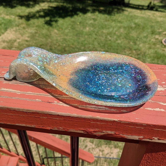 Spoon Rest Super Sparkly Food safe Epoxy Resin Handmade Art Spoon Cozy Baking - Picture 3 of 7